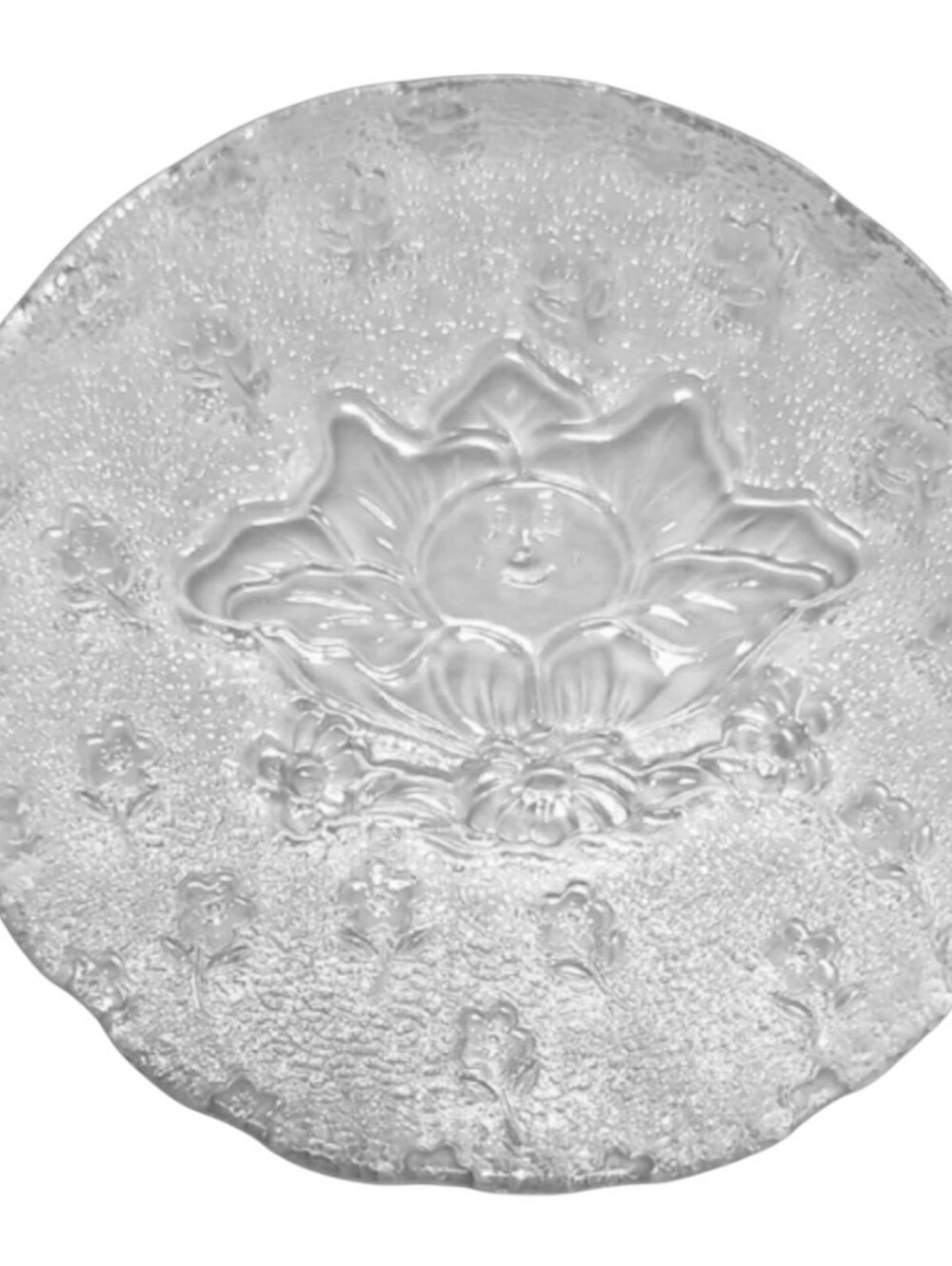 Clear Glass Sunflower With Smiling Face Glass Dessert Size Plate
